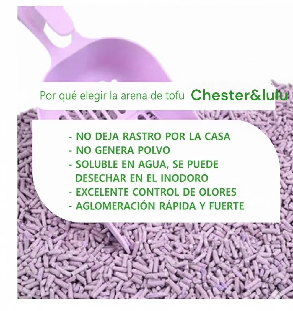 Pack de 3 EcoSand Arena para Gatos de Tofu – Súper Premium, Suave y Aglutinante, Ecológica y Biodegradable, Control de Olores, Aroma Lavanda – 6L